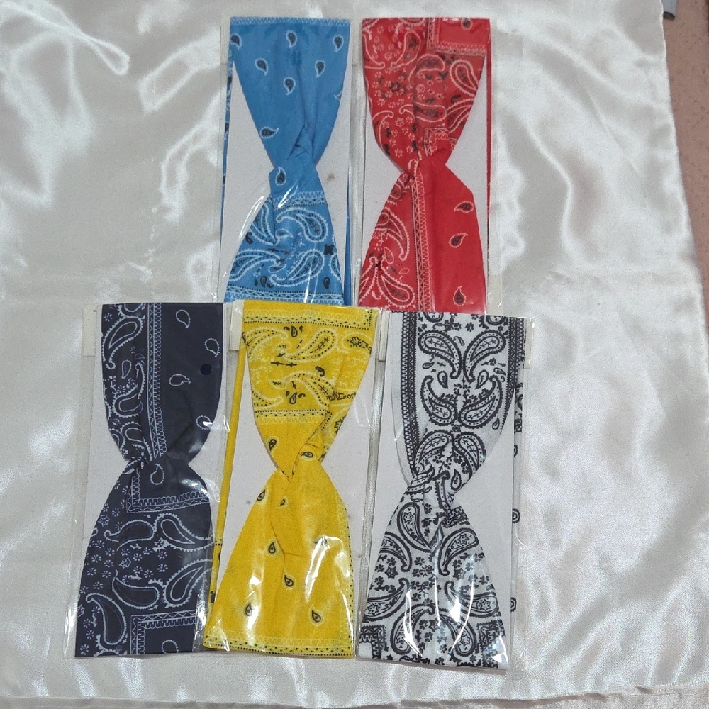 Colorful Bandana Hair Bows Set